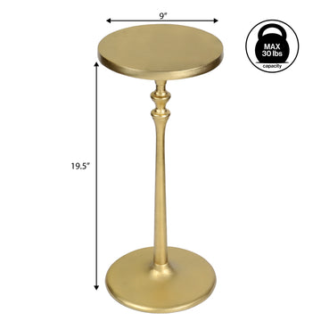 Lulu 19.5" Art Deco Classic Pedestal Round Metal Drink Table and Decorative End Table